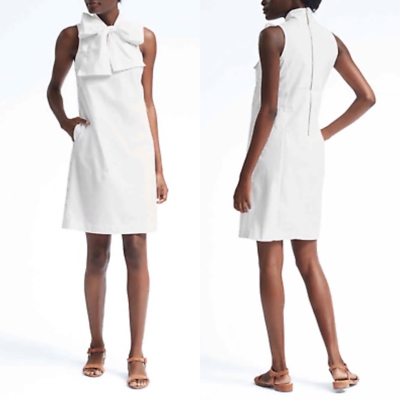 π BANANA REPUBLIC WHITE BOW COTTON MINI DRESS! - Picture 5 of 12